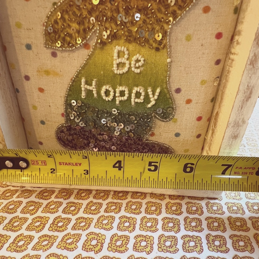 Bunny Decoration Rainbow Be Hoppy Sequence & Beads Bunny Distressed White Frame - Picture 3 of 4